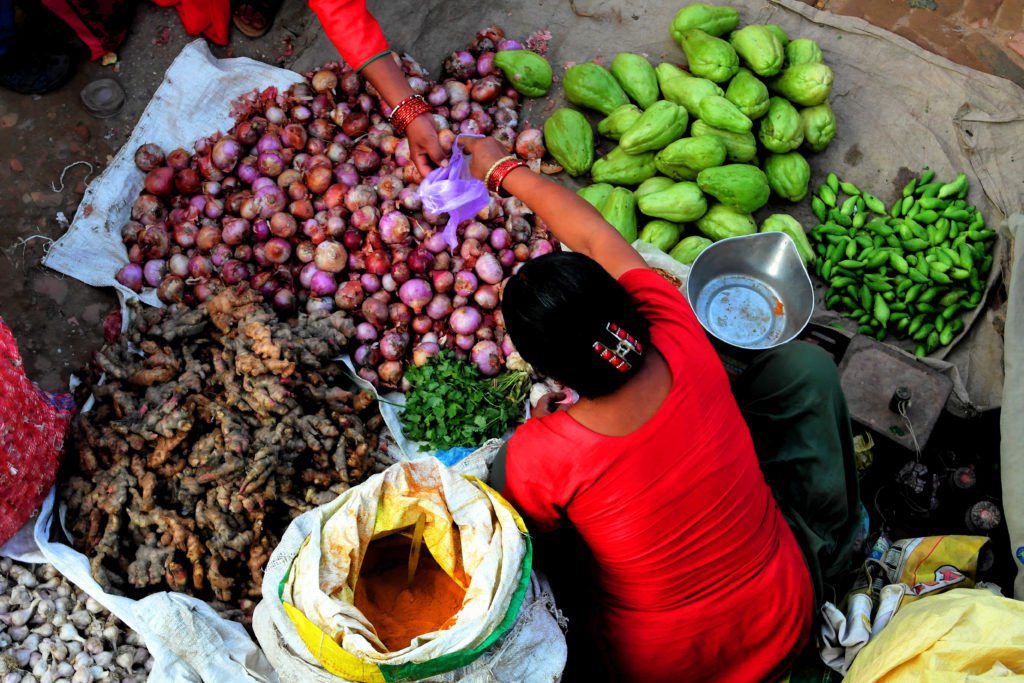 The local vegetable seller at Bhaktapur.